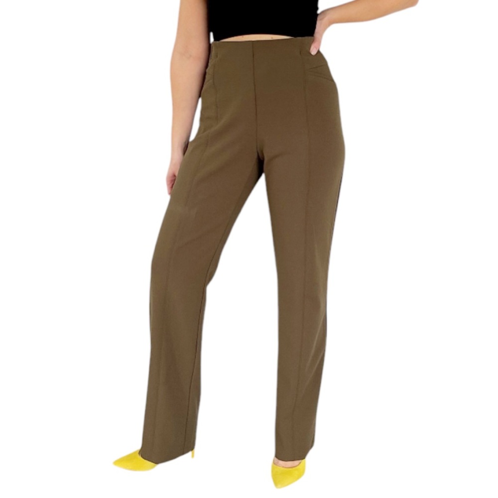 SOHO Apparel army green high rise straight leg stretch dress pants size large